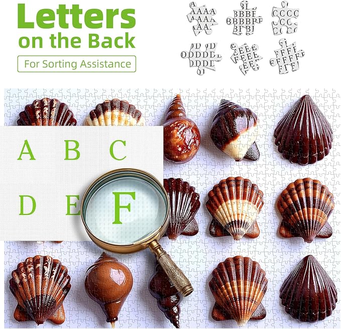 Seashell 1000 Piece Puzzle for Adults, Fun Puzzles for Adults 1000 Pieces with HD Print Poster, 27.5" X 19.7" Dust Free, for Gifts Birthday Holiday Party Family Games Lovers