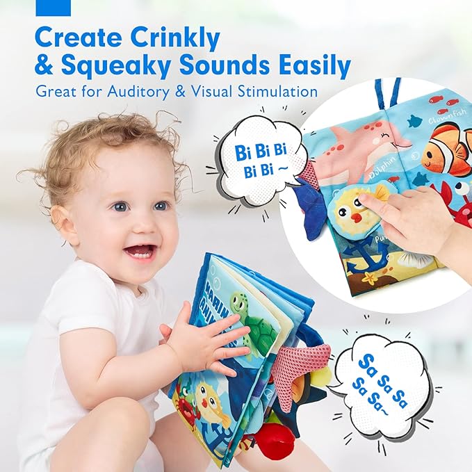 hahaland Baby Books 0-6 Months, Infant Tummy Time Toy Baby Toys 6 to 12 Months Touch Feel Book Baby Gifts for Boy Girl 0-3 Months Learning Toy Baby Birthday Easter Basket Stuffers(Single)