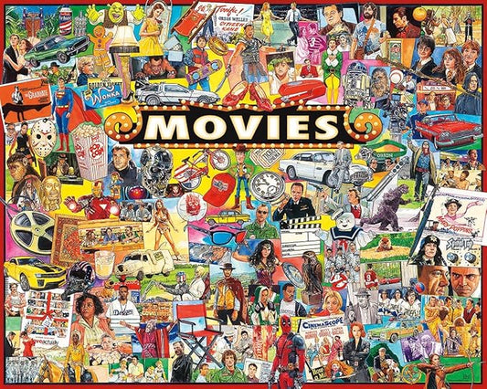 White Mountain 1000 Piece Jigsaw Puzzle Retro Collage Puzzles with Large Pieces Gift for Adults and Family 24"x30" - Movies