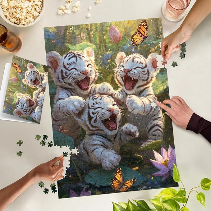 Trio of Tigers Jigsaw Puzzle, 1000 Piece Puzzle for Adults, Impossible Hard Difficult Challenging Puzzles for Adults 1000 Pieces, Home Decoration Puzzle, Interlock Perfectly No Dust