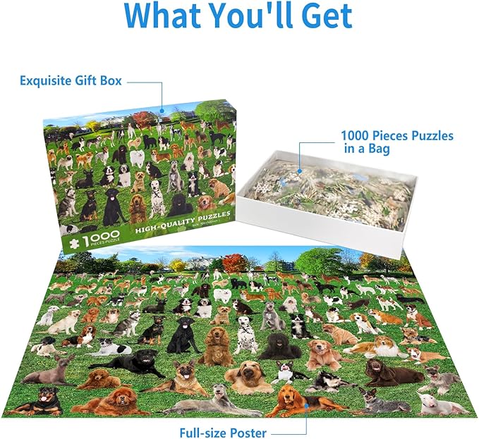 1000 Piece Puzzle For Adults 101 Lawn Puppies Puzzles For Adults 1000 Pieces Dogs Park Jigsaw Puzzles 1000 Pieces For Adults 101 Puppy Group Photo Puzzle 1000 Pieces, 1000 Piece Puzzle Dog 1000 Puzzle