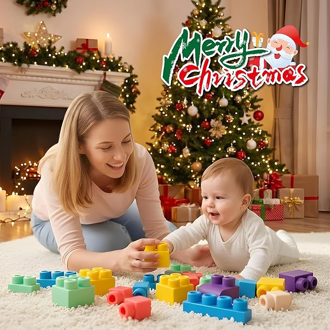 Soft Building Blocks for Toddler, Blocks for Kids 6 Months and up, Large Creative Stacking Blocks 20 PCS STEM Toddler Toys Gifts, Educational Baby Blocks Colorful Soft Block Sets