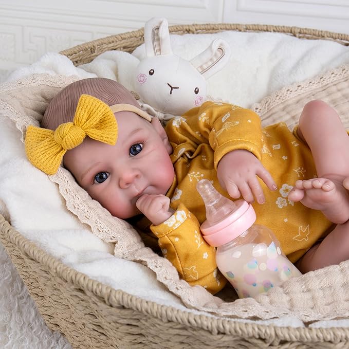 Milidool Lifelike Reborn Baby Dolls - 20 Inch Newborn Baby Doll Girl with Soft Weighted Body, Cute Soft Poseable Realistic Real Life Baby Dolls with Complete Accessories for 3+ Years Old Gifts
