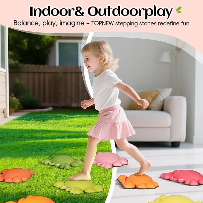 TOPNEW Stepping Stones for Kids, Non-Slip Balance Stepping Stones for Promoting Children's Coordination Skills, Toddler Stepping Stones Obstacle Course for Kids Age 3 4 5 6 7+