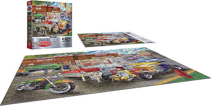 RoseArt - American Nostalgia - Hot Rod Garage - 550 Piece Jigsaw Puzzle for Adults