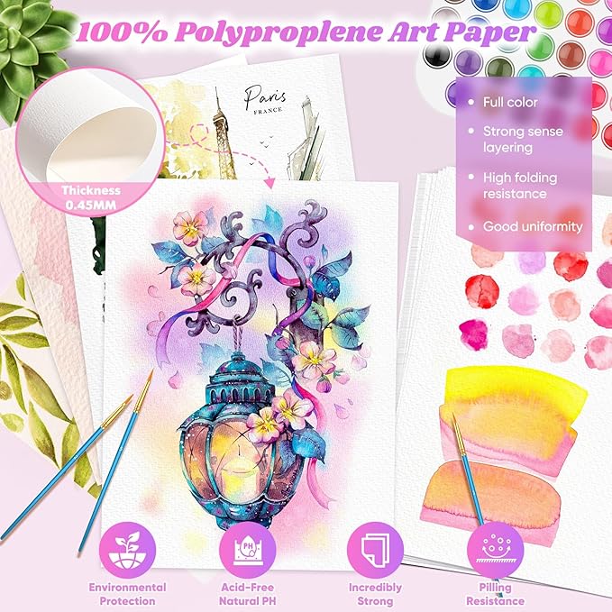 100 Sheets Watercolor Paper, 4"x6" White Water Color Paper Bulk, 140lb/300gsm Cold Press Water Color Paper for Artists Drawing Coloring Sketching Painting, Arts and Crafts Supplies for Kids Adults