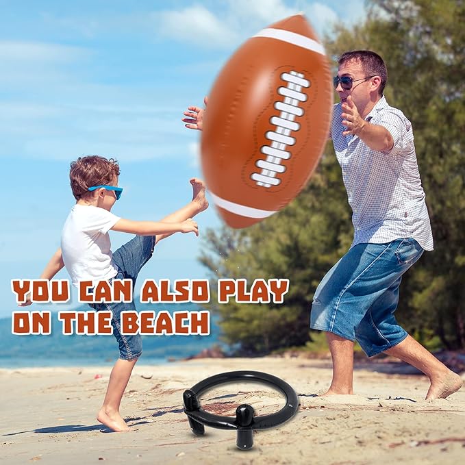 Deekin 40" Giant Jumbo Inflatable Football with Tee Set - Blow up Football Toy for Game Day Tailgate, Outdoor Games, Sport Theme Party & Birthday Supplies, Fun for Kids and Adults