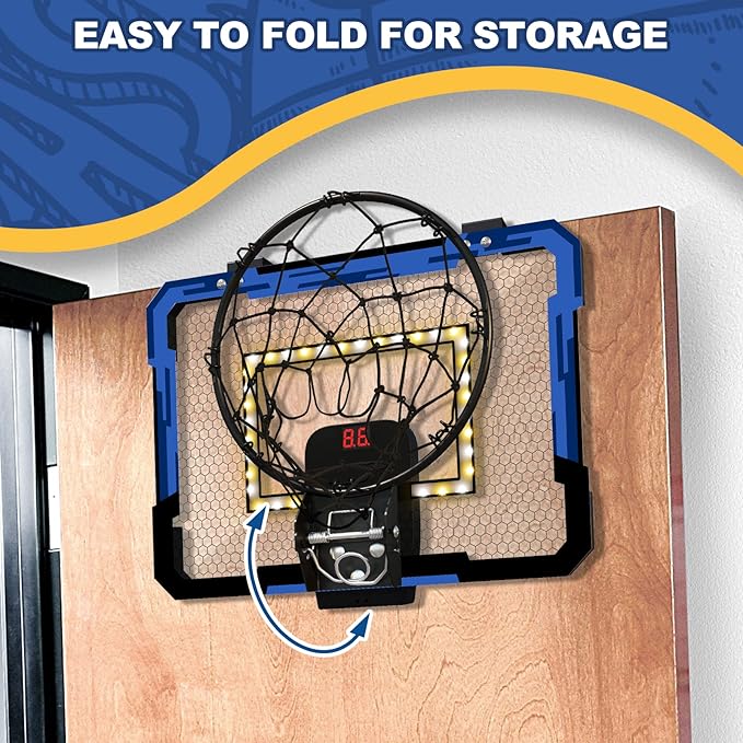 QDRAGON Mini Basketball Hoop, Over The Door Indoor, with 3 Balls/Inflator/Breakaway Rim, Basketball Toy Gifts for Kids and Adults, Suit for Bedroom/Office/Outdoor