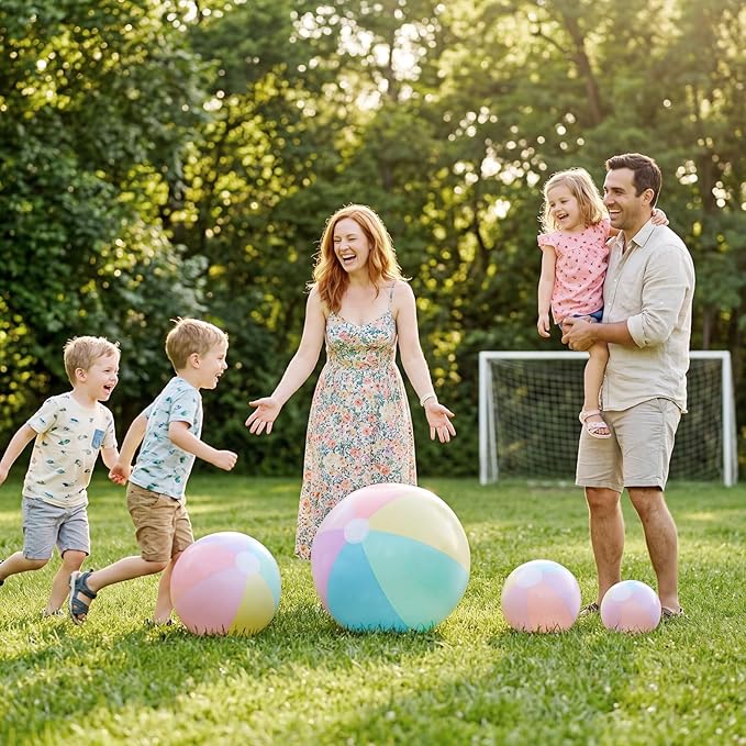 18 Pcs 24 16 12 Inch Inflatable Beach Balls Bulk Pastel Color Jumbo Big Macaron Beach Balls Summer Swimming Party Favor for Water Games Disco Party Outdoor Sport