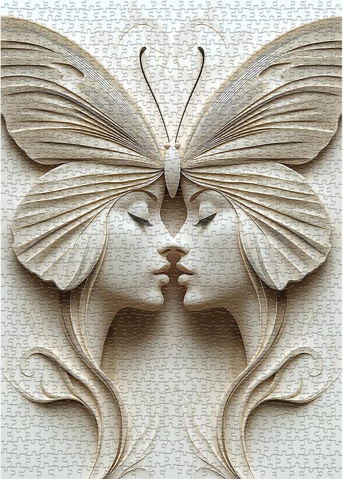Impossible Puzzles for Adults 1000 Pieces, Women Butterfly Beauty Puzzle Unique Abstract Art, Lady Aesthetic Jigsaw Puzzle Difficult Challenging