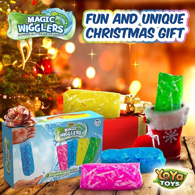 YoYa Toys Magic Wigglers Water Snake Fidget Toy - Water Wiggler Toy, Water Snakes Trick Stress Toy, Slippery Tricky Wiggler Tube - 4-Pack Squishy Sensory Fidget Water Snake Toy, 5-inch Novelty Gift