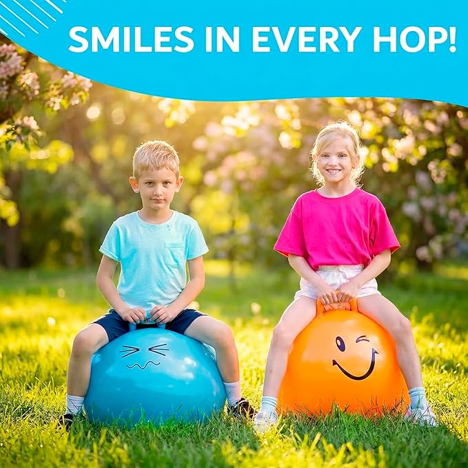 Xino Sports Hopping Ball for Kids, Teens & Adults - Fun Bouncy Ball with Handle, Durable and Safe Hopper, Indoor and Outdoor Toy for Jumping & Exercise (Orange, 22 Inch Diameter)