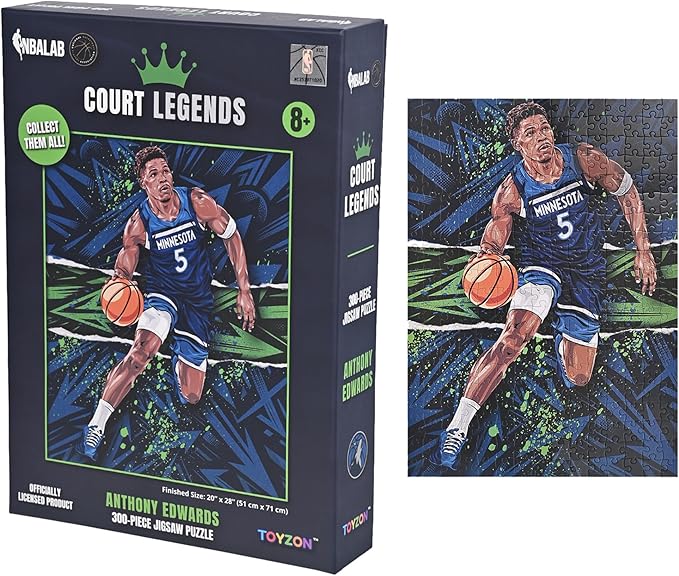 NBA Court Legends 300pc Anthony Edwards Jigsaw Puzzle for Kids & Adults, Premium Basketball Puzzle Game, Family Activity, Collector Gift for NBA Fans, Game Room or Home Display