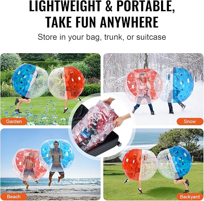 VEVOR Inflatable Bumper Ballѕ 2 Packs; 2FT/3FT/4FT/5FT Body Size Adult Human Bubble Ballѕ, Bumper Bubble Soccer Ballѕ for Teens/Adults
