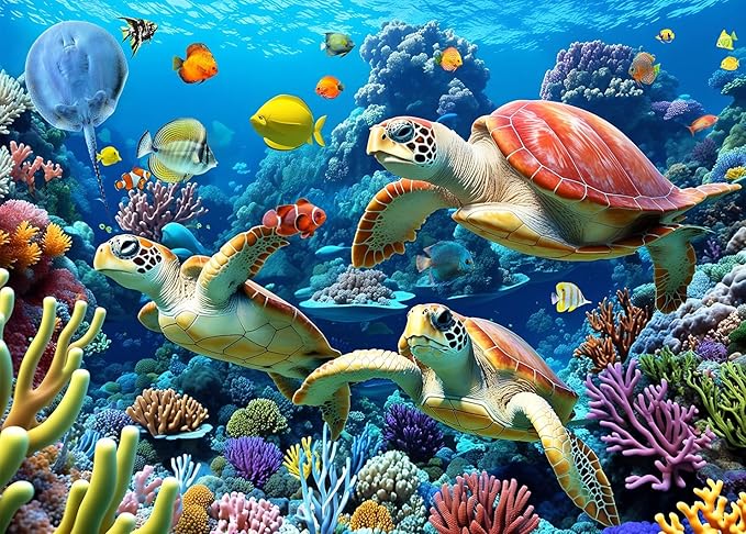500 Piece Jigsaw Puzzle for Adults -Sea Turtle Jigsaw Puzzles 500 Pieces Puzzles for Adults-The Underwater World Finished Size 19.3" x 13.7"