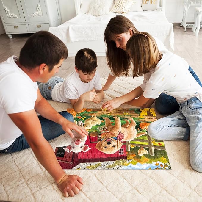 Puzzles for Adults 500 Pieces Jigsaw Puzzle Pig Dog Puzzles for Adults Teens Colorful Animals Puzzle Challenging Puzzle Family Games Precision-Cut Vibrant Imagery, 20.5 x 15 in