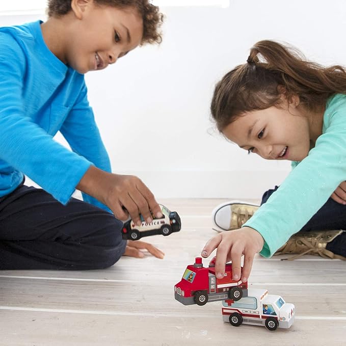 Made By Me Build & Paint Your Own Wooden Toys, DIY Wood Craft Kit, Easy to Assemble, Rescue Vehicles