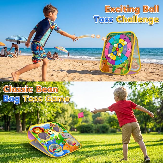 Bean Bag Toss Game for Kids - Cornhole Board Outdoor Toys for Toddlers -Party Activities Carnival Outside Yard Backyard Beach Lawn Games Toy for Kid Boys Girls Age 3 4 5 6 7 8 Year Old Birthday Gifts