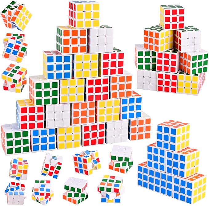 GOLDGE 24 Mini Cube Puzzles, 1.18in 3x3 Magic Cube Set, Bulk Party Favors for Kids, Students School Rewards, Classroom Prizes, Goody Bag Filler, Stocking Stuffers, Birthday, Easter