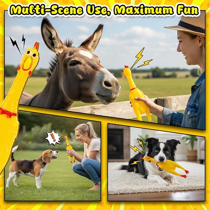 POPLAY 3 PCS Horse Toys, Squeaky Chicken Dog Toys Turkey Ball for Play Horses Play Ball to Reduce Separation Anxiety Noise Maker