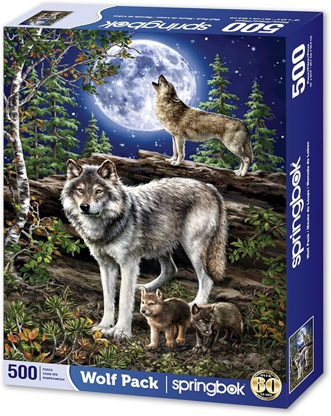 Springbok Wolf Pack 500 Piece Jigsaw Puzzle for Adults - Unique Cut Pieces - Made in USA