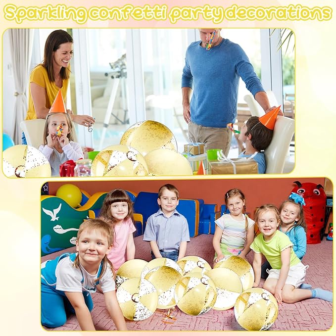 12 Pcs 16 Inch Inflatable Beach Balls Bulk Jumbo Pastel Inflatable Decorated Ball with Macaron Color PVC Party Ornaments for Summer Birthday Party Decoration(Yellow)