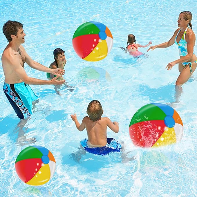 [ 22''+17''+14'' ] 12 Pack Rainbow Beach Balls Bulk, Inflatable Swimming Pool Toys Beach Ball for Kids Birthday Party Favors Outdoor Summer Games Hawaiian Tropical Luau Themed Pool Party Decorations