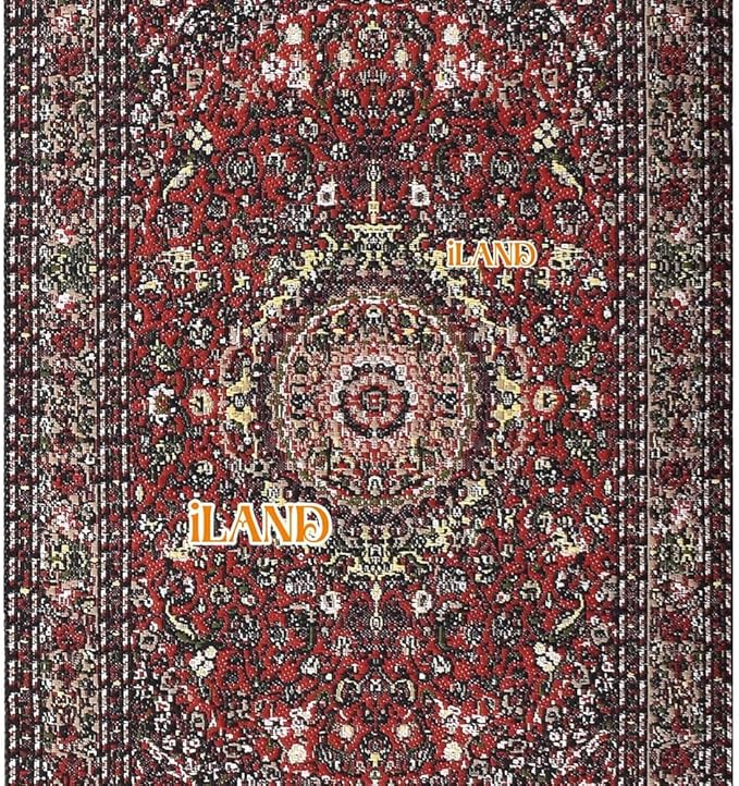iLAND Miniature Dollhouse Accessories Victorian of Carpet for Dollhouse Furniture on 1/12 Scale and 3” - 12” Dolls, Woven Dollhouse Rugs 6” x 3.8” (2pcs Love)