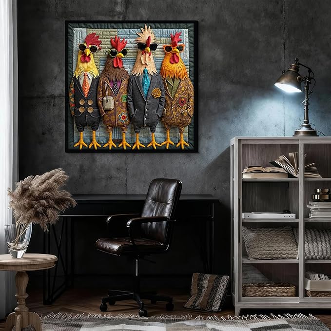Funny Chicken Family Puzzle 1000 Pieces, Vintage Stylish Roosters Jigsaw Puzzles, Colorful Animal Chickens Puzzle