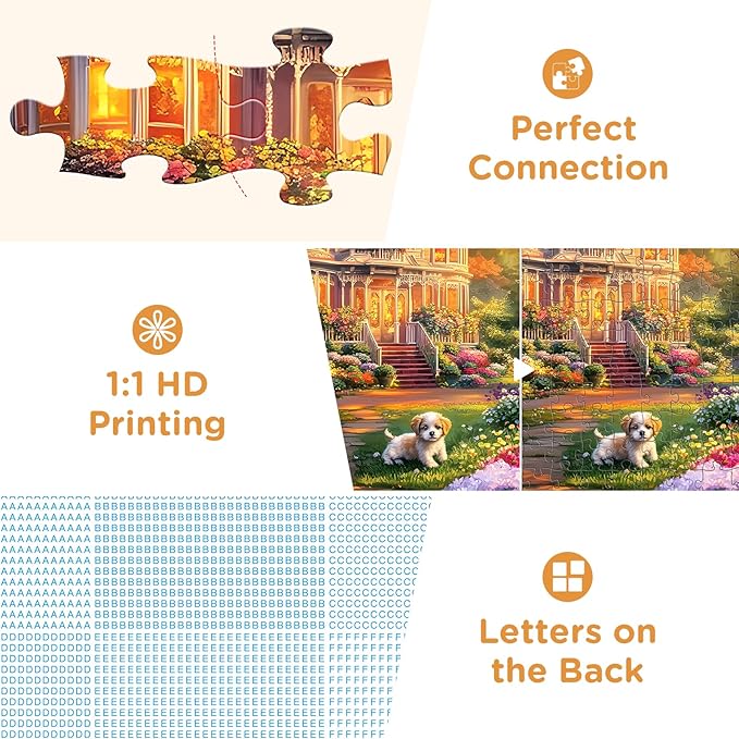 300 Piece Puzzles for Adults, Jigsaw Puzzles 300 Pieces Beautiful House Building Puzzle, Dog Puzzles for Adults Kids Seniors Recycled Cardboard Puzzle Games Family Activity Night Gift Toy 20.5x15in