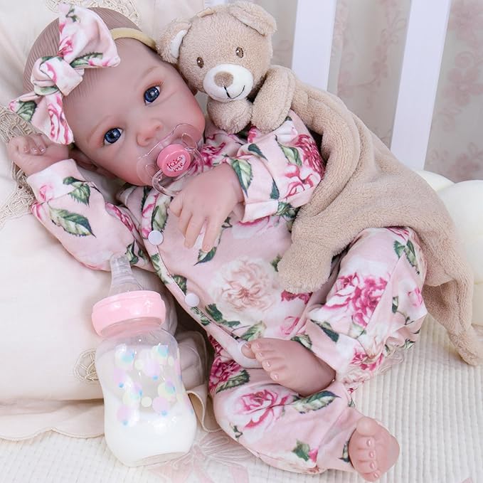 Milidool Realistic Reborn Baby Dolls Girl - 20 Inch Lifelike Real Life Newborn Baby Dolls with Poseable Body and Accessories for 3+ Year Old Girls Gifts, Pretend Play, Collection