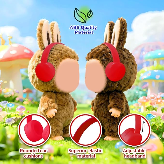 Olyre Doll Headphones for Dolls, Fits 17cm(6.69") Height Trendy Dolls or 1/6 BJDs, Miniature Headset Costume/Clothing Accessory (Doll Not Included) (Red)