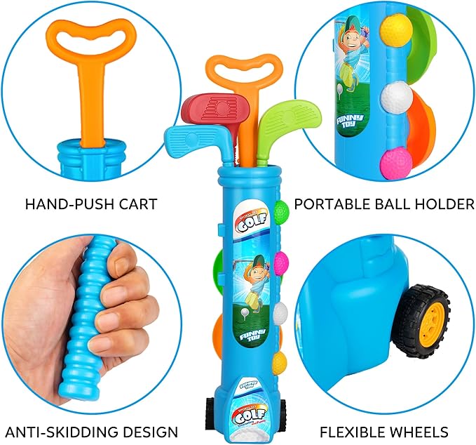 Liberry Toddler Golf Set with Cart, Plastic Golf Clubs & Balls for Kids Ages 1 2 3 4 5, Indoor Outdoor Sports Toys Birthday Gift for Boys & Girls