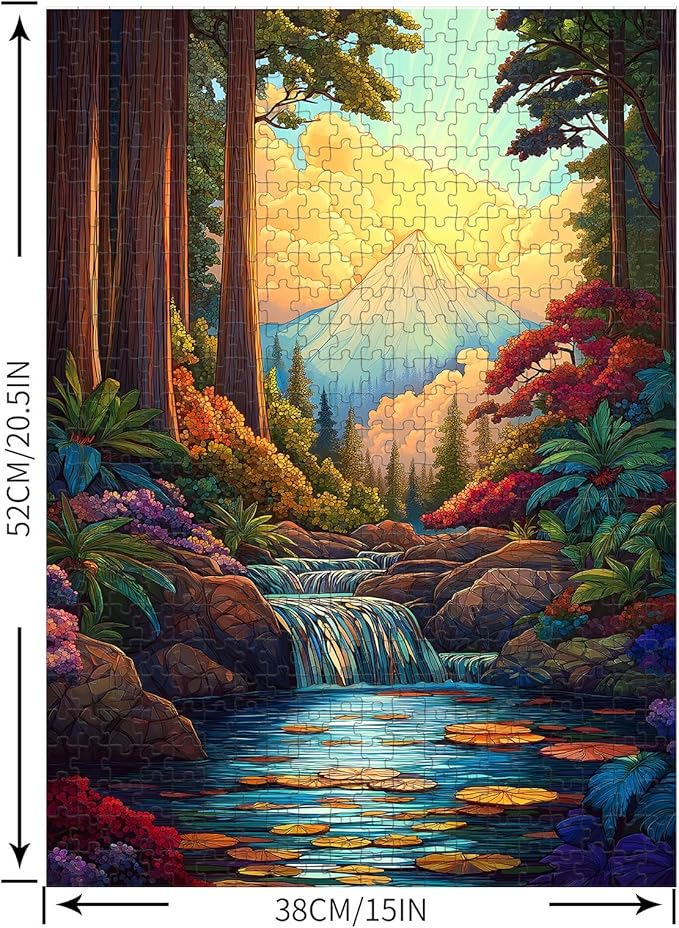 Puzzles for Adults 500 Pieces, Stained Glass Jigsaw Puzzles 500 Pieces - Forest of Wonder, Landscape Impossible Puzzle, Finished Size 20.47 * 14.96”, with 1:1 Poster, Letter on The Back