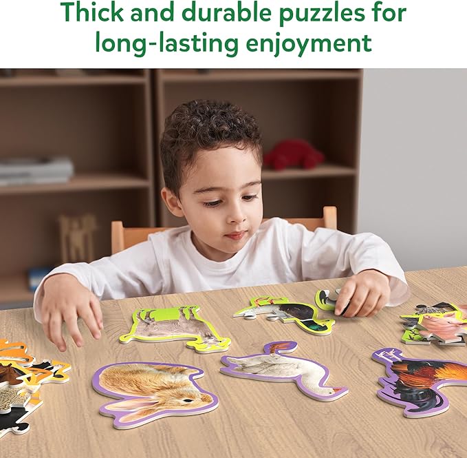 Skillmatics Step by Step Puzzles - 40 Piece Jigsaw & Toddler Puzzle, Montessori Educational Toy for Boys & Girls, Farm Animals, Travel Friendly, Gifts for Kids Ages 3, 4, 5 and Up