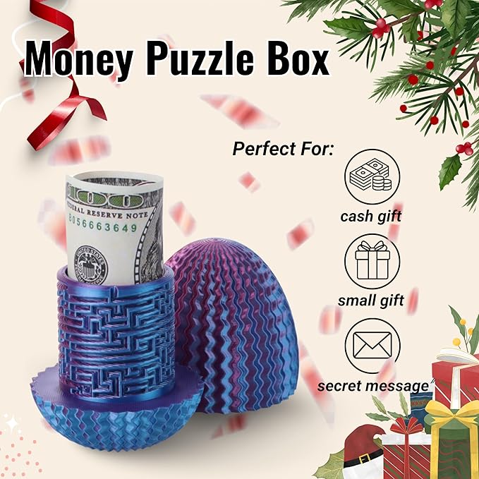 Maze Egg Money Puzzle Gift Box: Available in 4 Unique Internal Designs - Secret Cash Holder & Surprise Gift Container for Easter, Birthday, Wedding - Fun Brain Teaser Toy for Kids & Adults