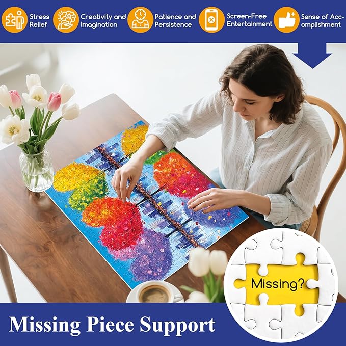 300 Piece Puzzles for Adults,Tree of Love Puzzle for Adults Kids Seniors,Large Piece Fun Puzzle for Kids Ages 8-10 10-12,Challenging Trees of Nature Seasons Puzzles Perfect for Game Nights,20.5x15 in