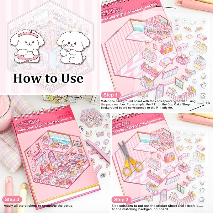 20 Sets 3D Sticker Scenes for Kids, Create Your Own Scene Sticker Book, Cute Kawaii Mini 3D Scene Stickers, Therapy Stickers for Stress Relief, Gifts for Holiday Christmas, Easter Basket Stuffers