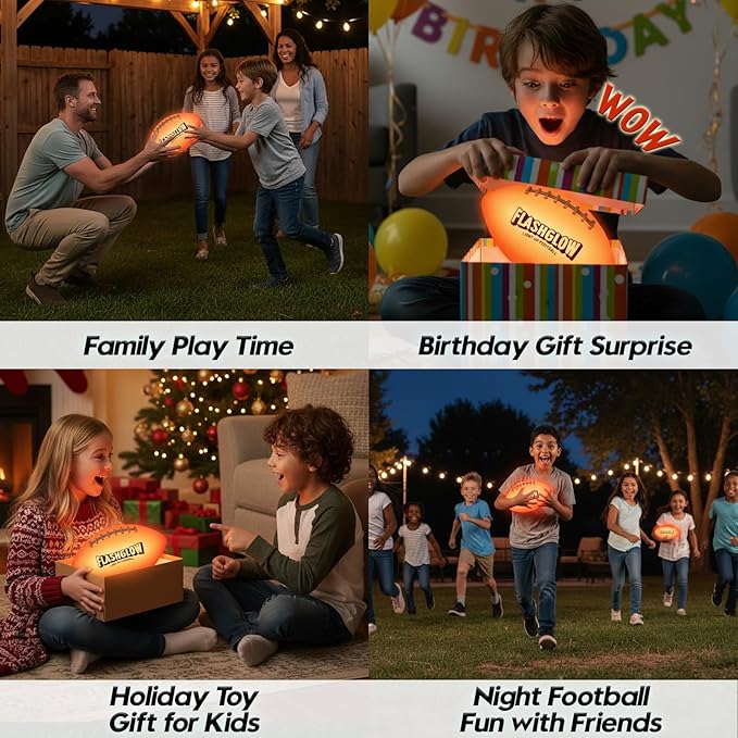 Light Up Football for Boys: Glow in The Dark - Toys for Kids Teen Boys Ages 8-15 - Birthday Christmas Easter Gift Ideas - Outdoor Sports Activity Night Play - 8 9 10 11 12 13 14 15 Years Old Teenager