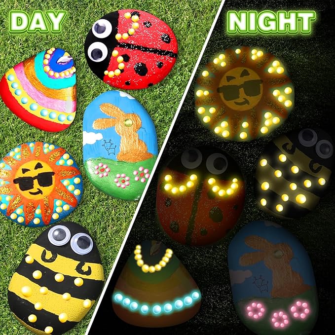Rock Painting Kit for Kids - Glow in The Dark, Arts and Crafts Gift for Boys Girls Ages 4-12, Craft Kits Art Supplies for Kids Activities, Creative Art Toys Age 4, 5, 6, 7, 8, 9, 10, 11, 12