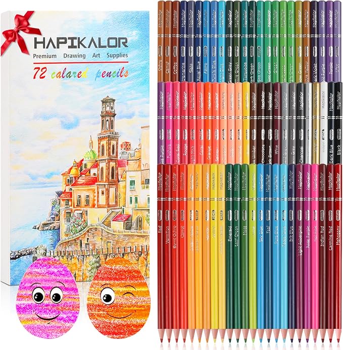 Hapikalor 72 Colored Pencils for Adult Coloring Books, Professional Coloring Pencils Set, Art Supplies for Drawing, Sketching, Gifts for Teens