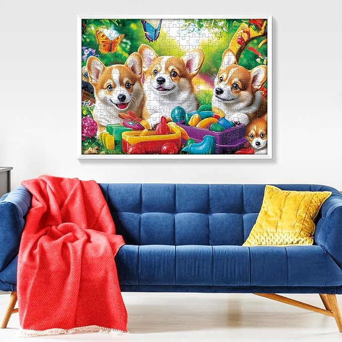 300 Pieces Dog Puzzles for Adults, Puppy and Toys Puzzle for Adults Children Seniors, Retro Style Puzzle 300 Pieces, Gift for Birthday, Home Decor, Fun for Family Entertainment(20.5 * 15 in)