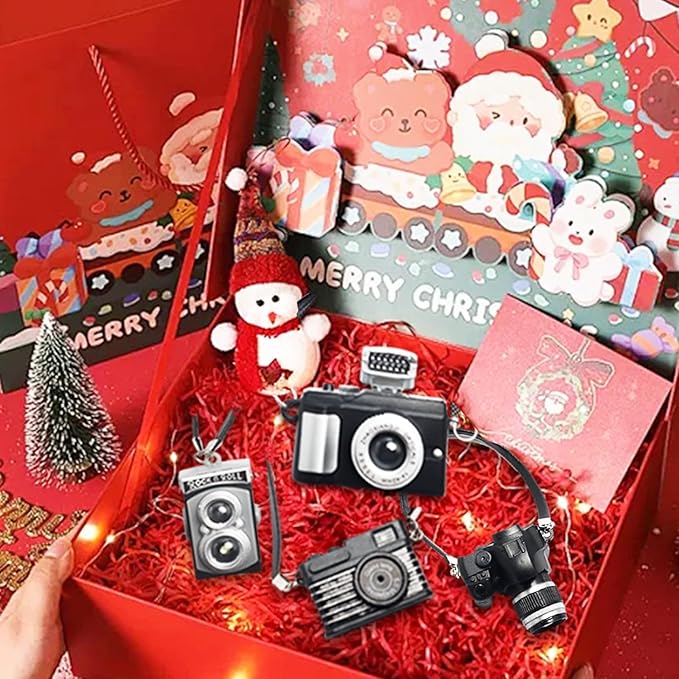 4 Pcs Miniature Camera 1:4 Scale Mini SLR Camera Prop Ornament Vintage Camera Model Mini Decoration Accessories Photography Props