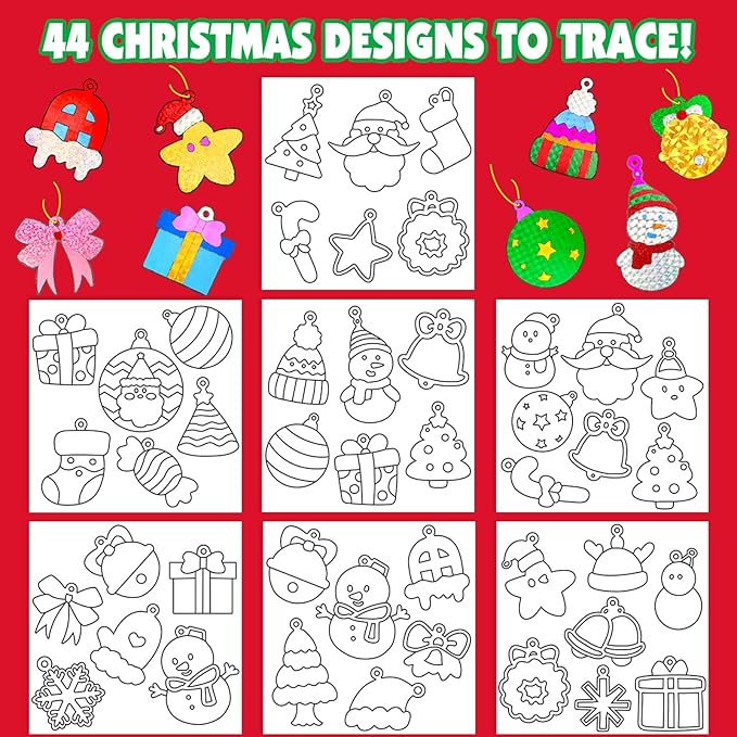 AJAZPER Christmas Foil Crafts for Kids, Christmas Crafts for Kids, DIY Art Craft Set, Creative Travel Activities, Kid Arts and Crafts Kits Gift for Girls and Boys Ages 4 5 6 7 8 9 10 Gifts Toys