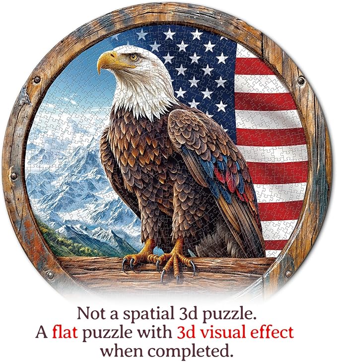 1000 Piece Puzzle for Adult, Bald Eagle Jigsaw Puzzle 1000 Pieces, Impossible Challenging Fun Puzzle for Adult, Round 26.6 x 26.6 Inch Unique Difficulty Puzzle for Birthday Gift