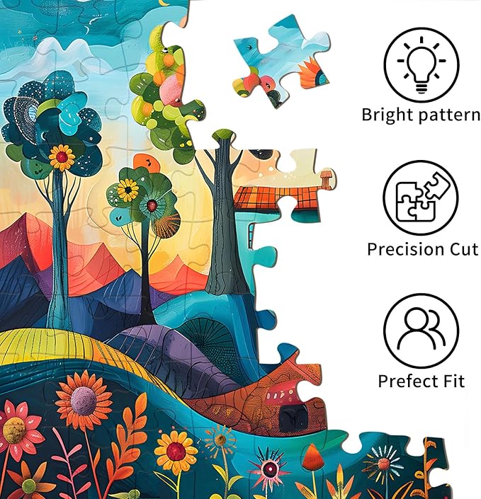 Puzzles for Adults 1000 Pieces, Jigsaw Puzzle for Adults, Fun and Relaxing Challenging Puzzle, Colorful Village Puzzles Game, Interlock Perfectly No Dust, Gifts for Easter Friends Parents