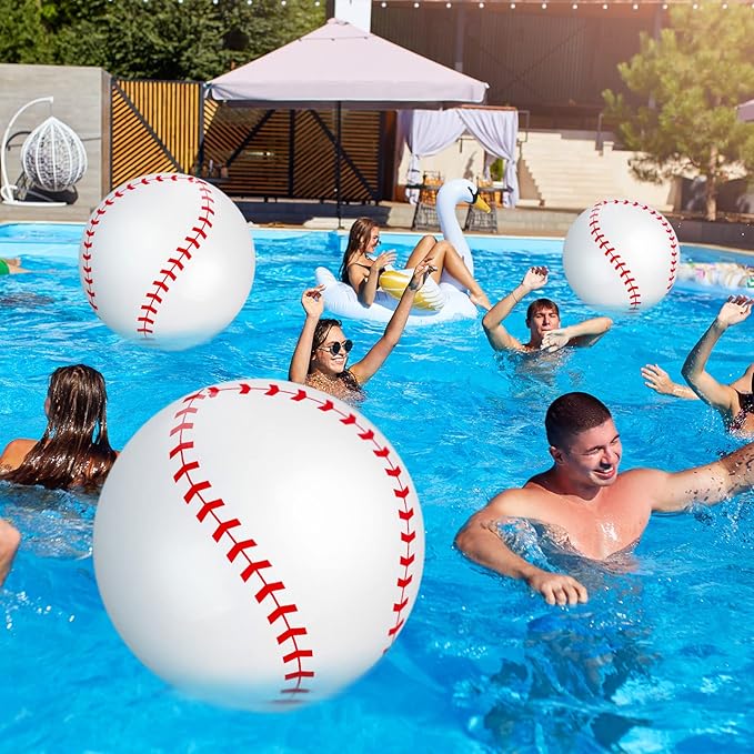 Bencailor 3 Pieces 26 Inch Inflatable Baseballs Large Inflatable Beach Ball Giant Inflatable Baseball Baseball Toys Bulk for Teens Adults Beach Game Outdoor Party Favor Sport Activity