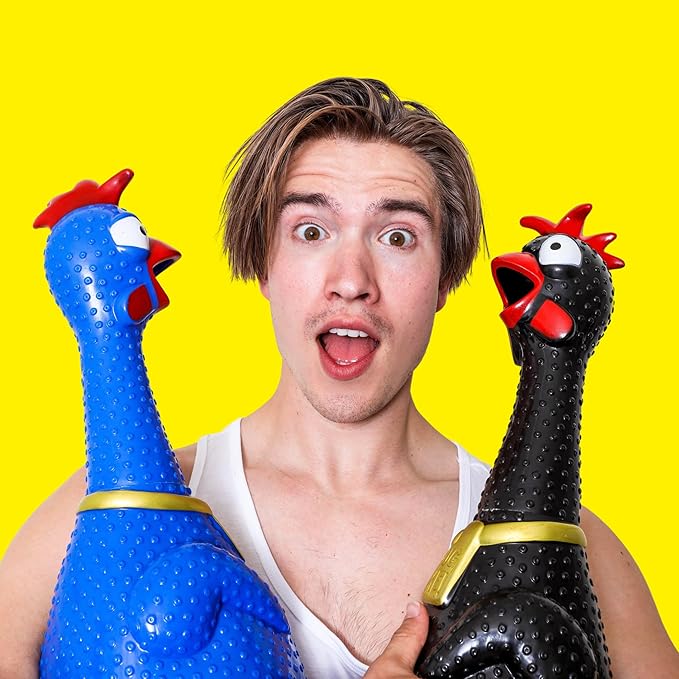 Animolds Hug Me Giant Rubber Chicken- Huge Stress Relief Screaming Chicken Toy | Screams Up to 45 Seconds- Novelty Gag and Prank Toys | Funny Toys Gifts for Christmas Stocking Stuffers for Kids Adult