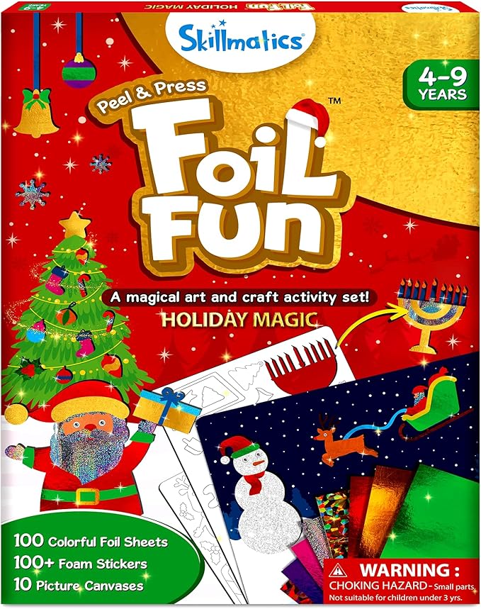 Skillmatics Foil Fun - Holiday Magic, No Mess Art for Kids, Christmas Craft Kits & Supplies, DIY Creative Activity, Travel Toys, Gifts for Boys & Girls Ages 4, 5, 6, 7, 8, 9
