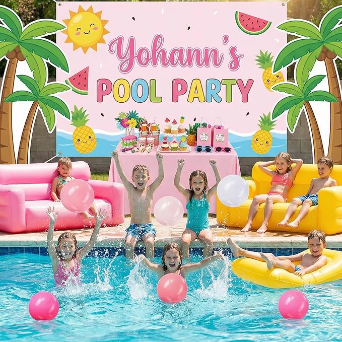 Realspring 24 Pcs Inflatable Beach Balls for Kids Bulk Pastel Solid Color Jumbo Beach Ball Swim Pool Floating Toys Baby Shower Birthday Summer Party Decor(Pink and White,10 Inch)
